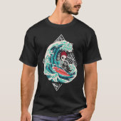 Skeleton Surfer Waves Ocean Surfboard Surfing T-shirt (Voorkant)