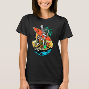 Skeleton Surfing Jackolantern Halloween Mannen Haw T-shirt