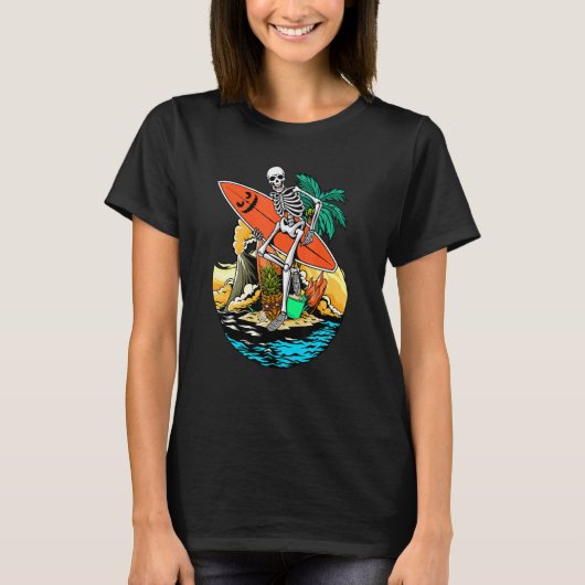 Skeleton Surfing Jackolantern Halloween Mannen Haw T-shirt (Voorkant)