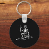 Skeleton Surfing Lazy Halloween Costume Sleutelhanger (Voorkant)