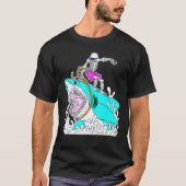 Skeleton Surfing Shark Halloween T-shirt (Voorkant)