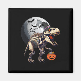 Skeleton T Rex Dinosaur Fun Halloween Pompoen Jong Magneet