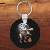 Skeleton T Rex Dinosaur Fun Halloween Pompoen Jong Sleutelhanger (Voorkant)