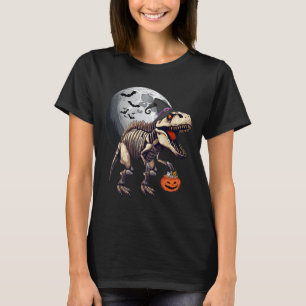 Skeleton T Rex Dinosaur Fun Halloween Pompoen Jong T-shirt