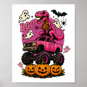 Skeleton T Rex Dinosaur Monster Truck Pompoen Brea Poster
