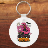 Skeleton T Rex Dinosaur Monster Truck Pompoen Brea Sleutelhanger (Voorkant)