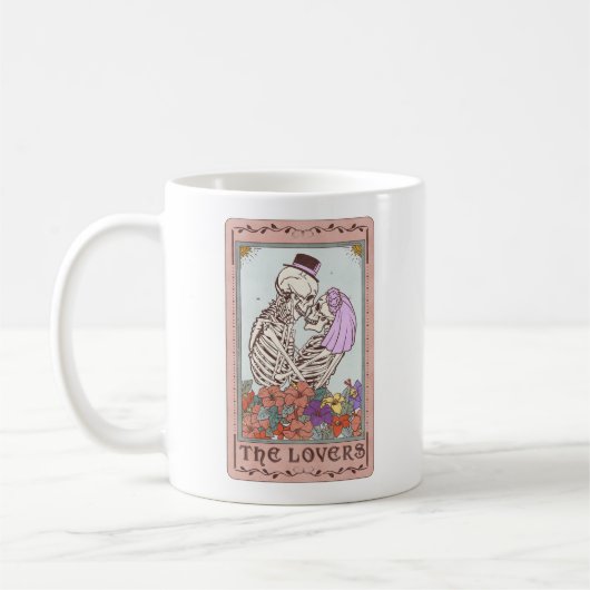 Skeleton Tarot-kaart - Lovers Funny Couple Tarot Koffiemok (Links)