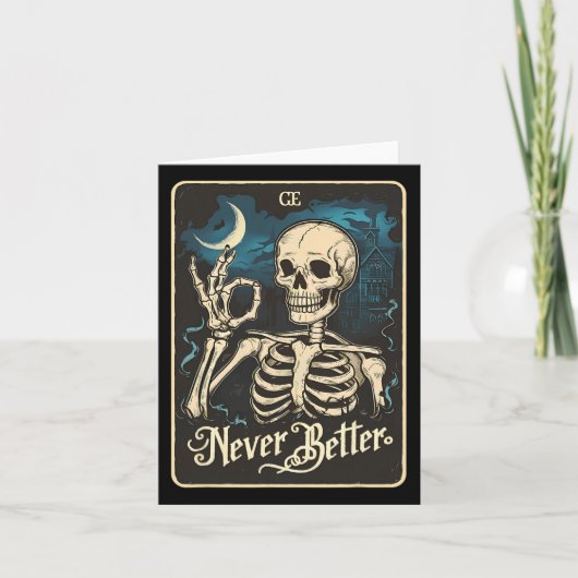 Skeleton Tarot Kaart Nooit Betere Schedel Hallowee (Voorkant)