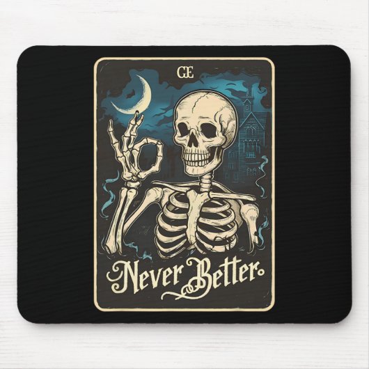 Skeleton Tarot Kaart Nooit Betere Schedel Hallowee Muismat (Voorkant)