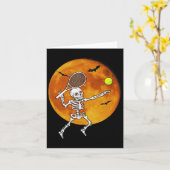 Skeleton Tennis Halloween Racket LL Kaart (Gele Bloem)