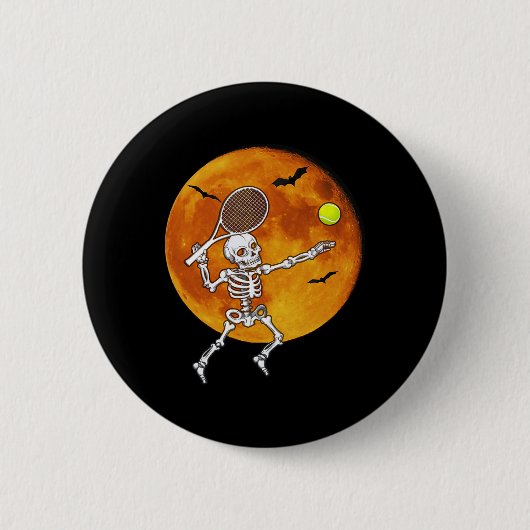 Skeleton Tennis Halloween Racket LL Ronde Button 5,7 Cm (Voorkant)