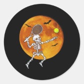 Skeleton Tennis Halloween Racket LL Ronde Sticker (Voorkant)