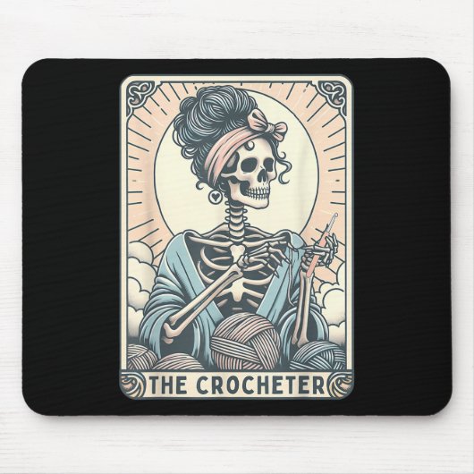 Skeleton The Crocheter Mom Tarot Card Knitter Croc Muismat (Voorkant)