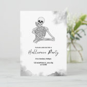 Skeleton-thema zwart en wit Halloween Kaart (Staand voorkant)