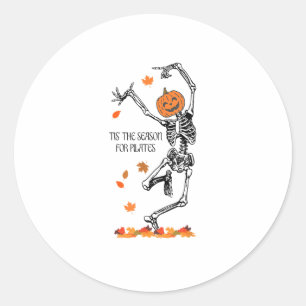 Skeleton Tis The Season For Pilates Meditatie Hal Ronde Sticker
