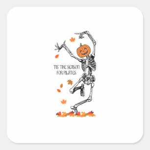 Skeleton Tis The Season Voor Pilates Meditatie Hal Vierkante Sticker
