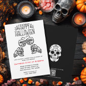 Skeleton Toasts Wine Simple Fun Halloween Kaart