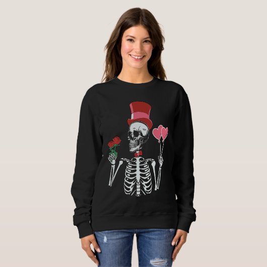 Skeleton Top Hat Rose Valentines Day Skeleton Bone (Voorkant volledig)