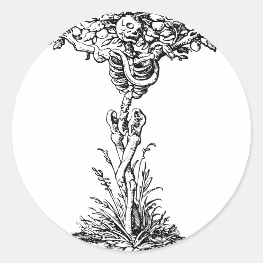 Skeleton Tree death evil Garden of Eden Knowledge Ronde Sticker (Voorkant)