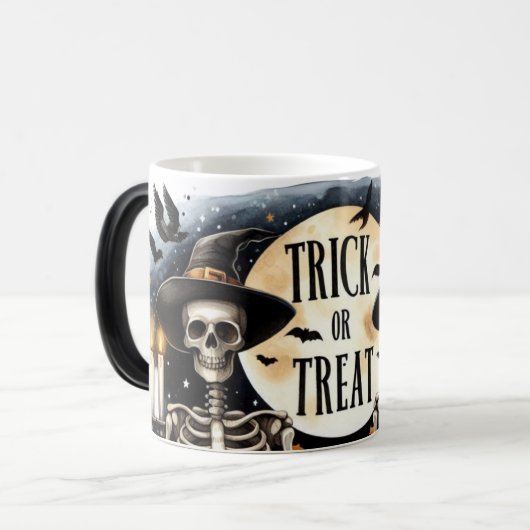 Skeleton Trick or Treat Morph Mug Magische Mok (Voorkant links)