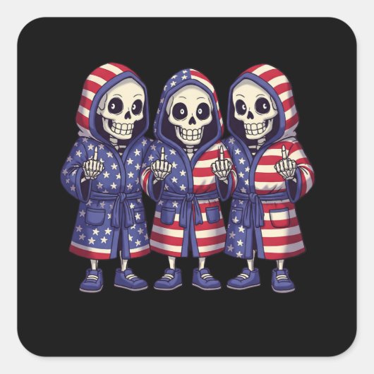 Skeleton Trio Patriottische Sticker (Voorkant)