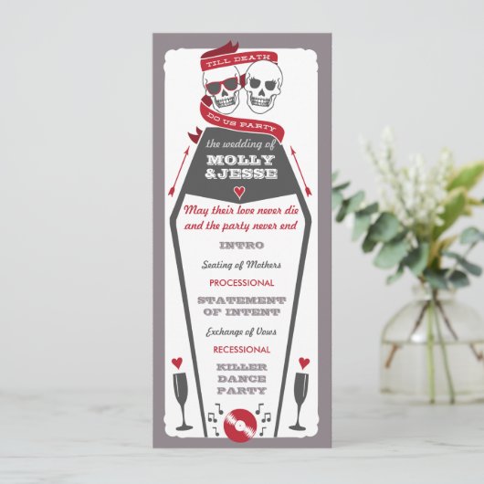 Skeleton Trouwprogramma - Valentijn Rood Kaart (Staand voorkant)
