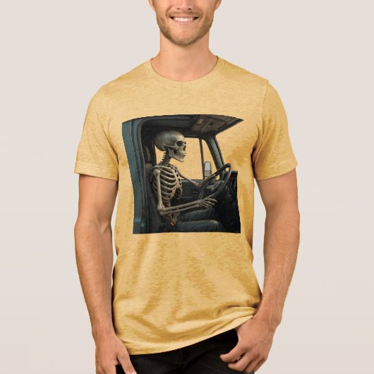 Skeleton Truck Driver Bella + Canvas Tri-Blend Shirt (Voorkant)