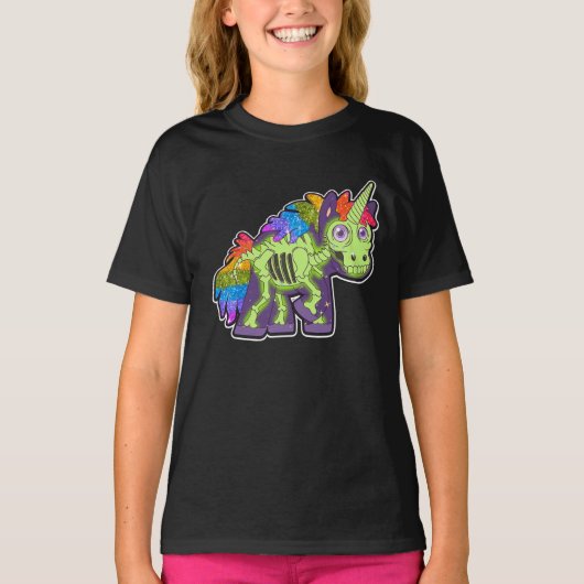 Skeleton Unicorn Halloween T-shirt (Voorkant)