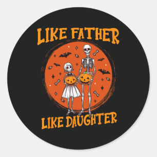 Skeleton Vader Dochter Matching Halloween Kostuum Ronde Sticker