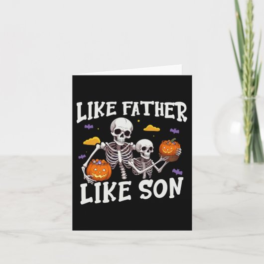Skeleton Vader Zoon bijpassende Halloween kostuum Kaart (Voorkant)