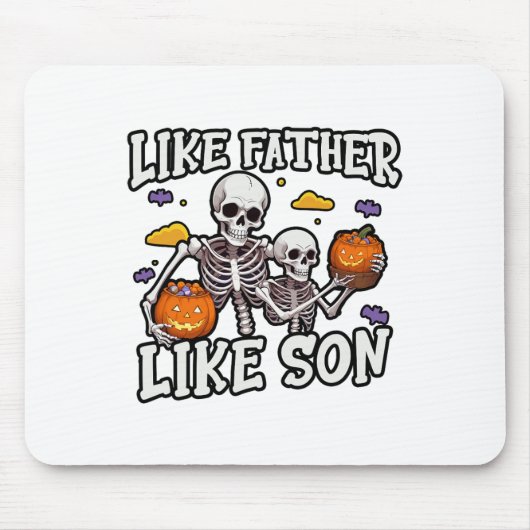 Skeleton Vader Zoon bijpassende Halloween kostuum Muismat (Voorkant)