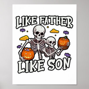 Skeleton Vader Zoon bijpassende Halloween kostuum Poster
