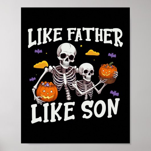 Skeleton Vader Zoon bijpassende Halloween kostuum Poster (Voorkant)