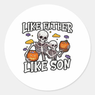 Skeleton Vader Zoon bijpassende Halloween kostuum Ronde Sticker