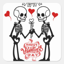 Skeleton Valentijn's Day Sticker, Valentijnsdag