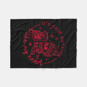 Skeleton Valentine Its Cool Outside Like My Heart  Fleece Deken (Voorkant (Horizontaal))