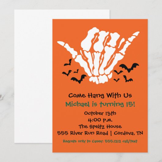 Skeleton verjaardagsuitnodiging kaart (Voorkant / Achterkant)