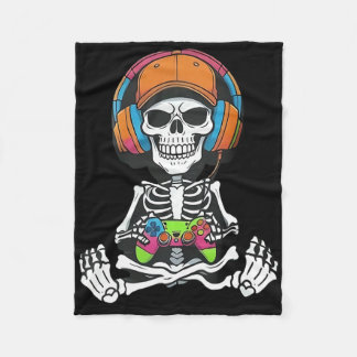 Skeleton Video Game Halloween Gaming Gamer Boys Me Fleece Deken