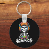 Skeleton Video Game Halloween Gaming Gamer Boys Me Sleutelhanger (Voorkant)