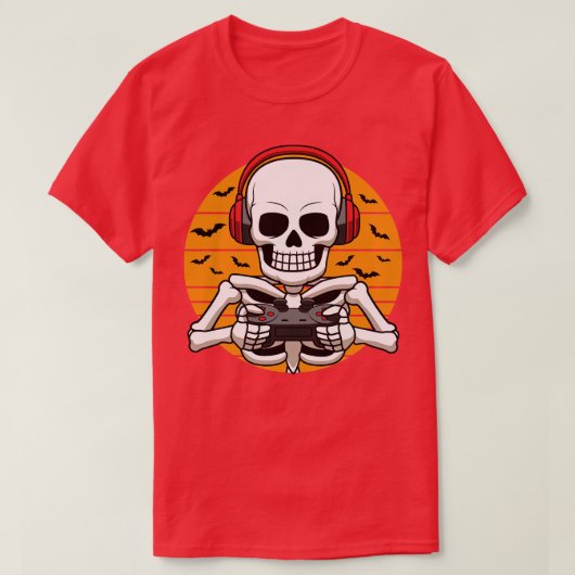 Skeleton Videogame Halloween Kostuum Gamer T-shirt (Design voorkant)