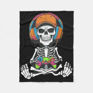 Skeleton Videospel Halloween Gamen Gamer Jongens M Fleece Deken