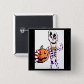 Skeleton Vierkante Button 5,1 Cm (Voorkant /achterkant)