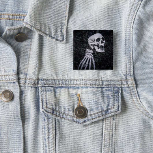 Skeleton Vierkante Button 5,1 Cm (In situ)