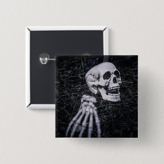 Skeleton Vierkante Button 5,1 Cm (Voorkant /achterkant)