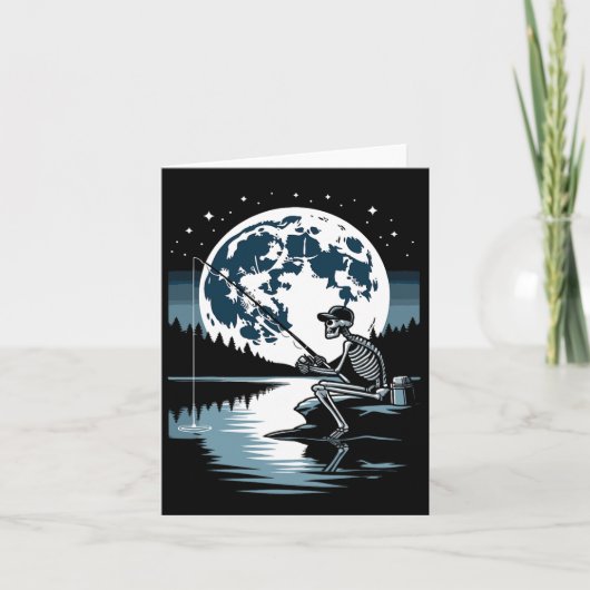 Skeleton Vist Halloween Spooky Fisherman Under Kaart (Voorkant)