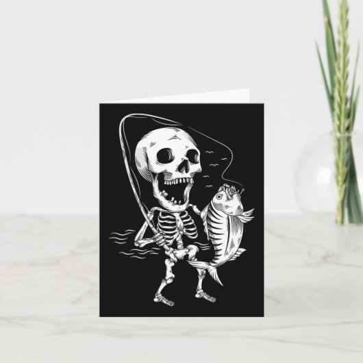 Skeleton Vist Lazy Halloween Costume Cool Skull Kaart (Voorkant)