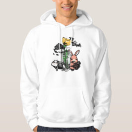Skeleton Vleermuis & Roze Konijn Zen Tuin Kunst Hoodie