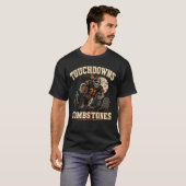 Skeleton Voetbal Halloween Vintage Vervuild T-shirt (Voorkant volledig)