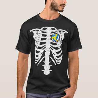 Skeleton Volleyball in hartkostume Halloween pre T-shirt