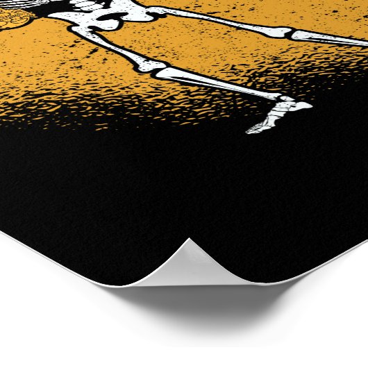 Skeleton voor saxofone jazz halloween poster (Hoek)